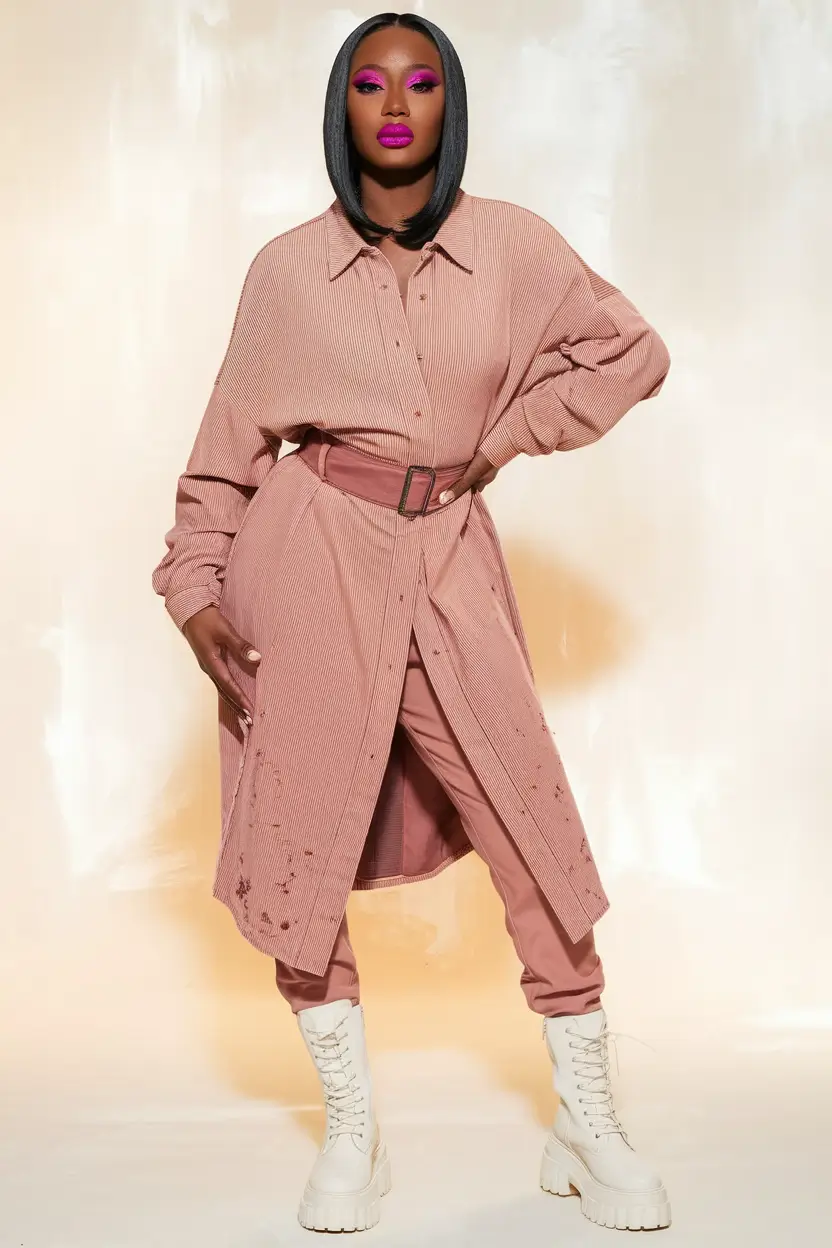 fall outfits black women shein Monochrome Mauve With Combat Cool