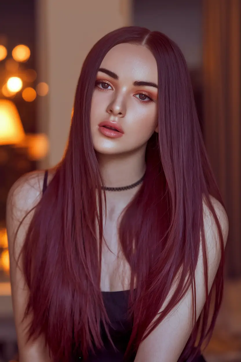 fall red hair color Velvety Wine for Sleek Confidence