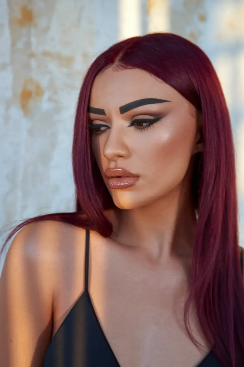 fall red hair color sleek mulberry straight for power season