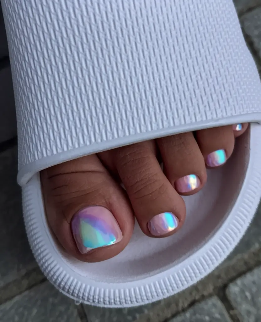 fall toe nail colors 2025 Iridescent Glow