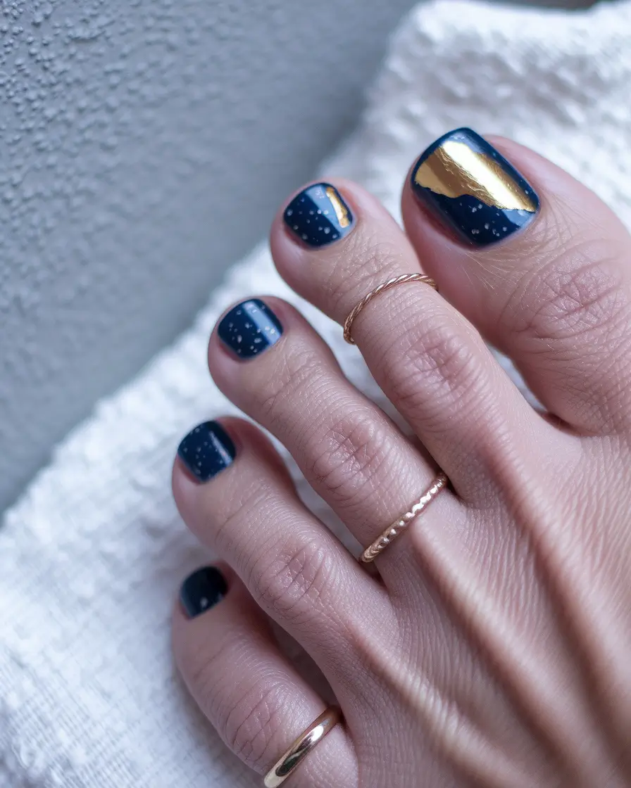 fall toe nail colors 2025 Starry Night Luxe