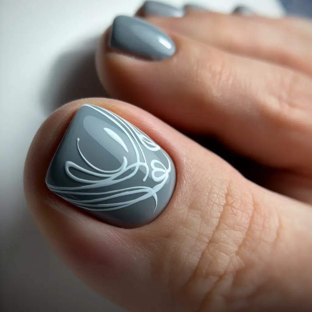 fall toe nail colors 2025 Smoky Grey with Whispers