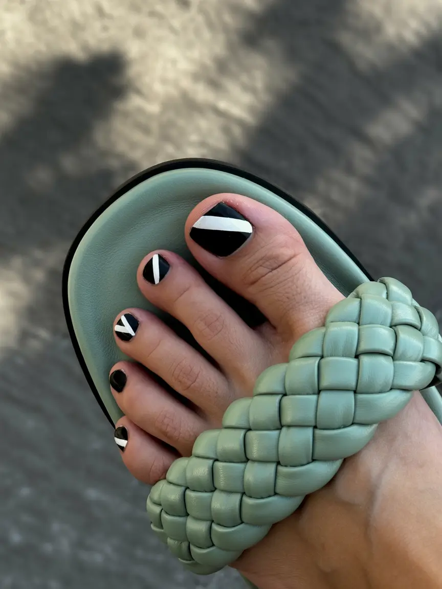 fall toe nail colors 2025 Monochrome Angles