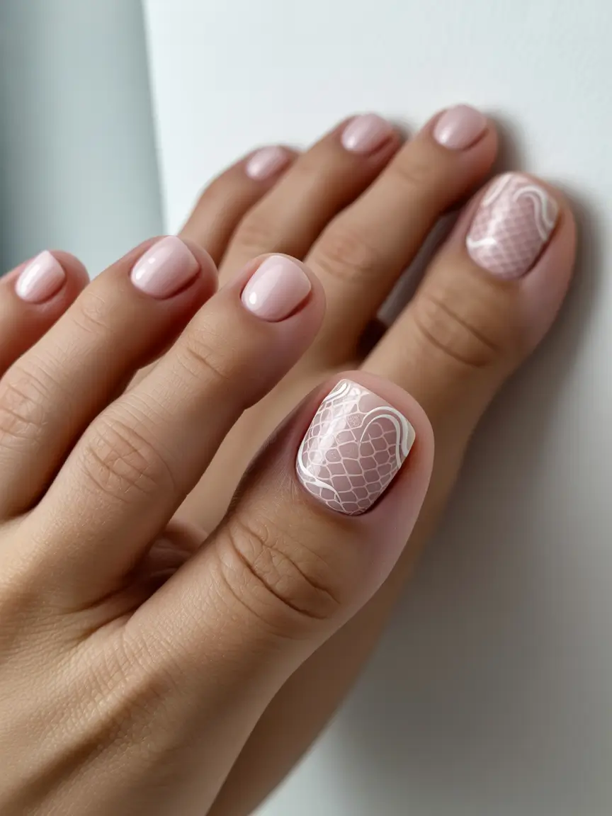 fall toe nail colors 2025 Blush Mesh Detail