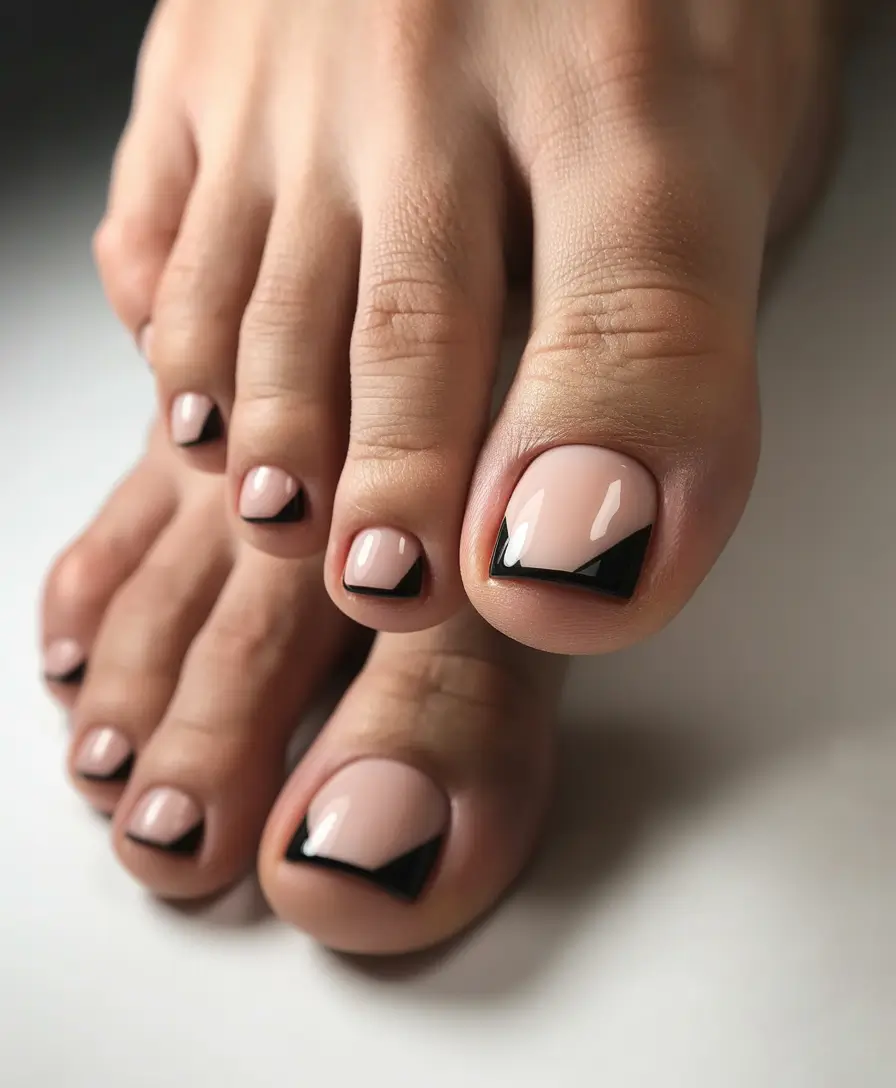 fall toe nail colors 2025 Edgy Minimal French