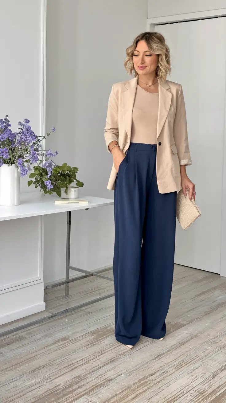 fall work outfits women over 40+Nude Neutrals with Navy