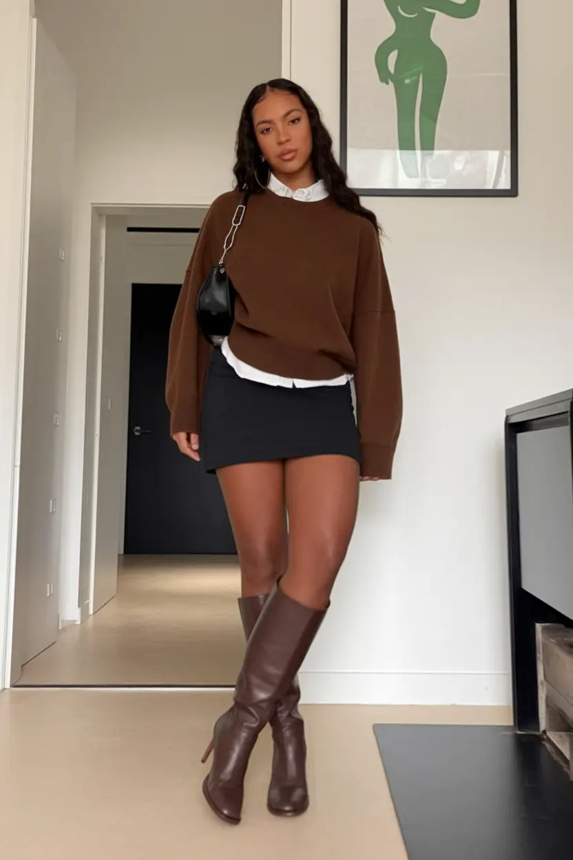 midsize fall outfits Mini Skirt Revival with Preppy Polish