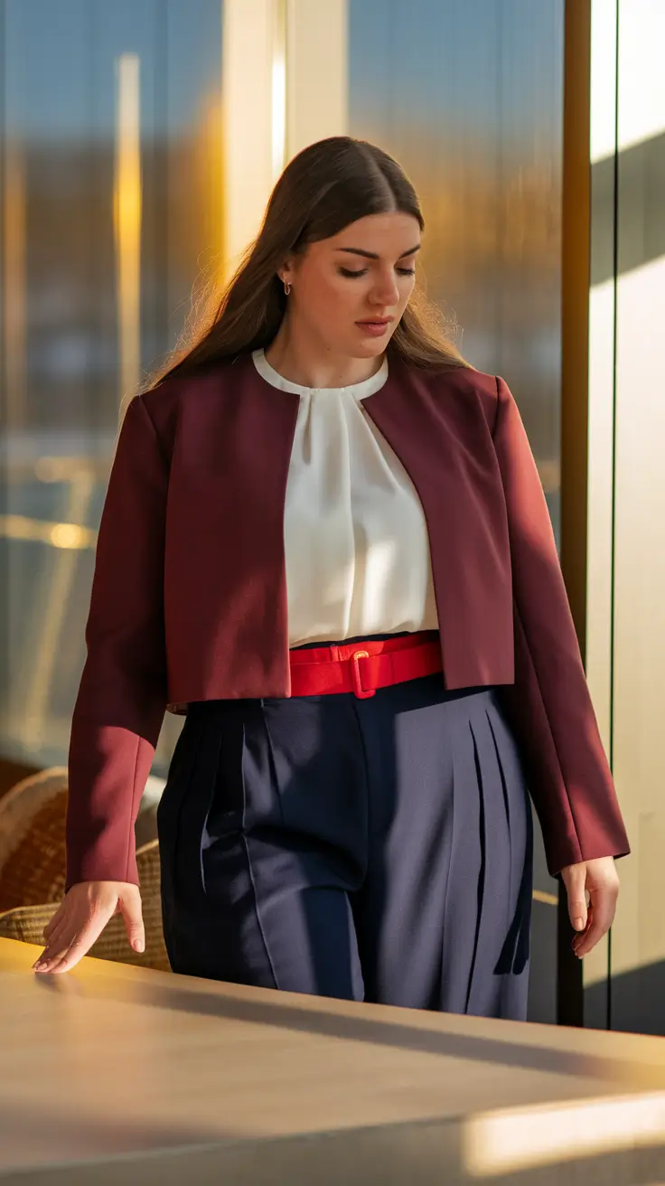 midsize fall outfits Polished Burgundy for Office Hours