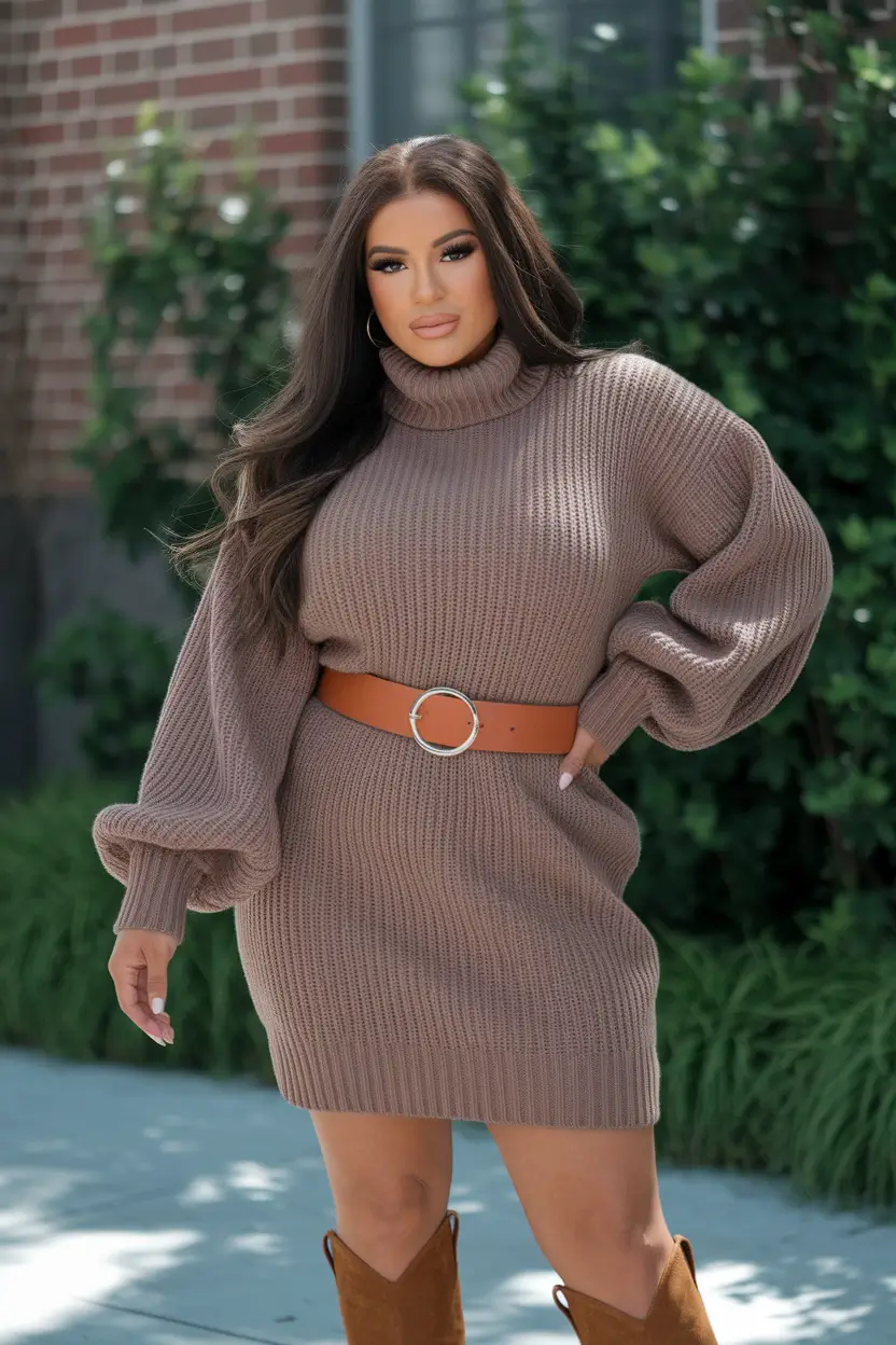 midsize fall outfits Fall Sweater Dress Glow-Up