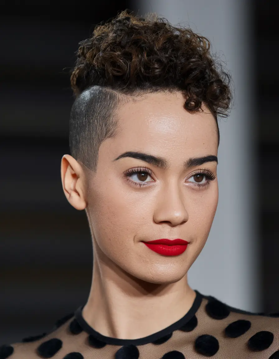 new haircut for short hair Curly Undercut Fade with Volume Top