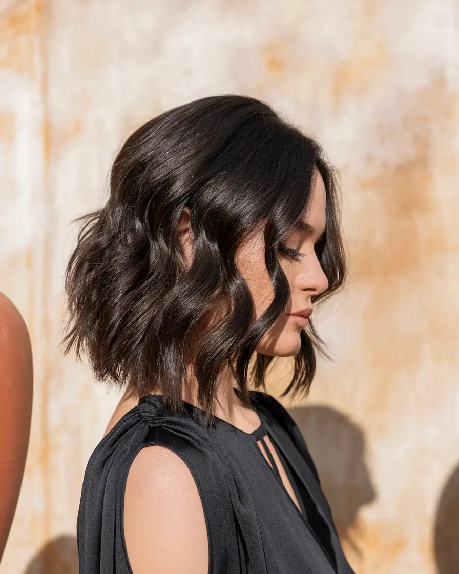 new haircut ideas Wavy Chin-Length Bob with Shadow Root