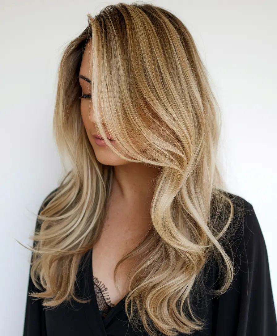 new haircut for long hair Layered Long Blonde with Face-Framing Bangs