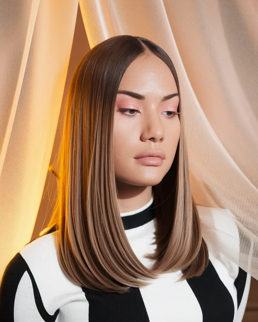 new haircut Classic Mid-Length Blowout with Blunt Ends