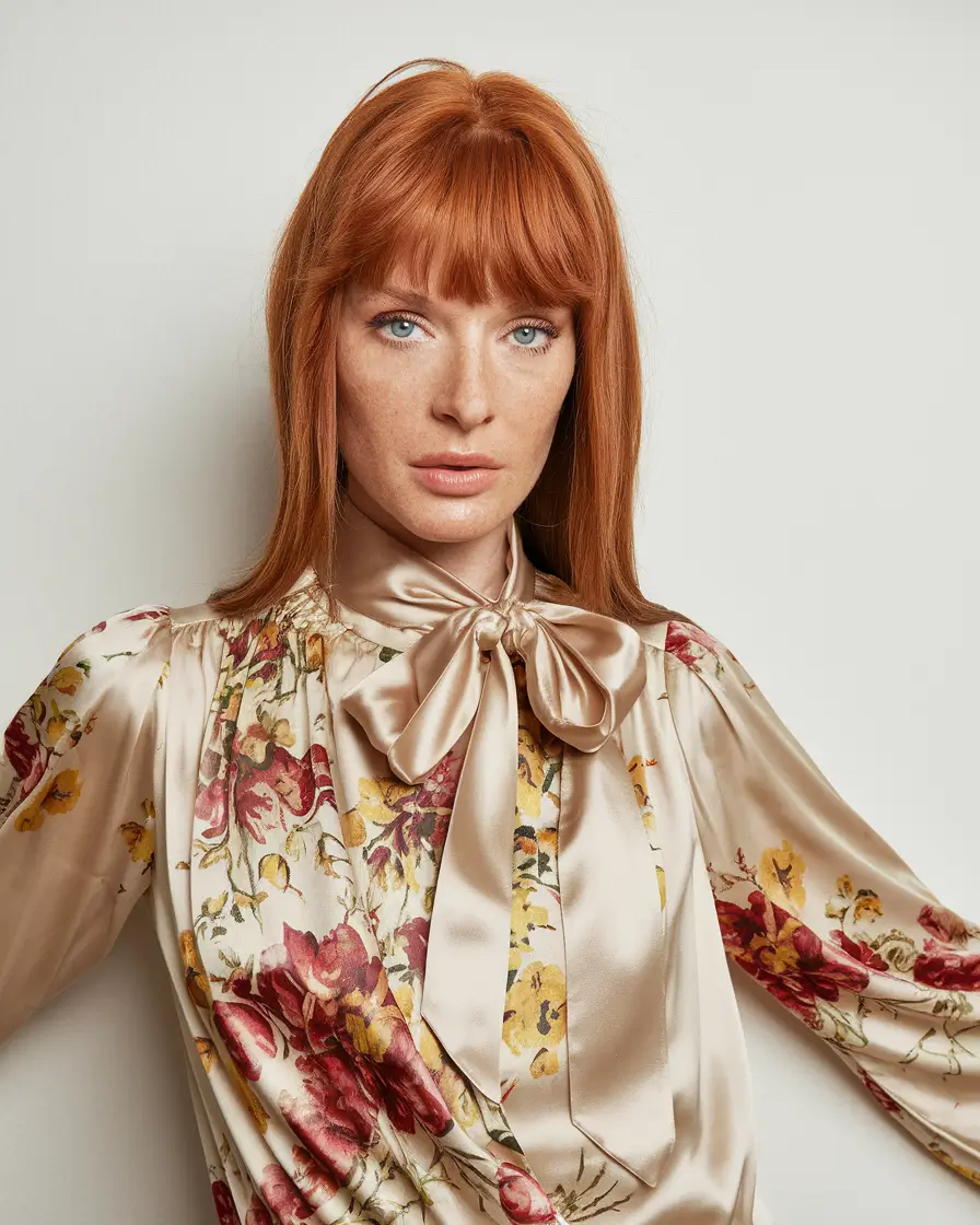 new haircut Long Ginger Layers with French Bangs