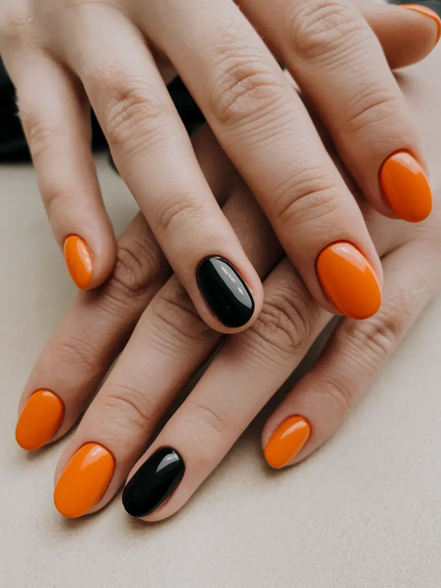 round fall nails 2025 Halloween Chic