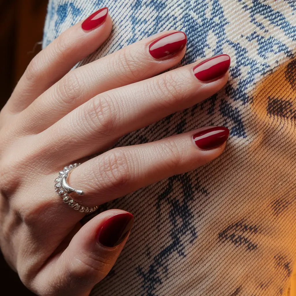 round fall nails 2025 Wine-Red Classic