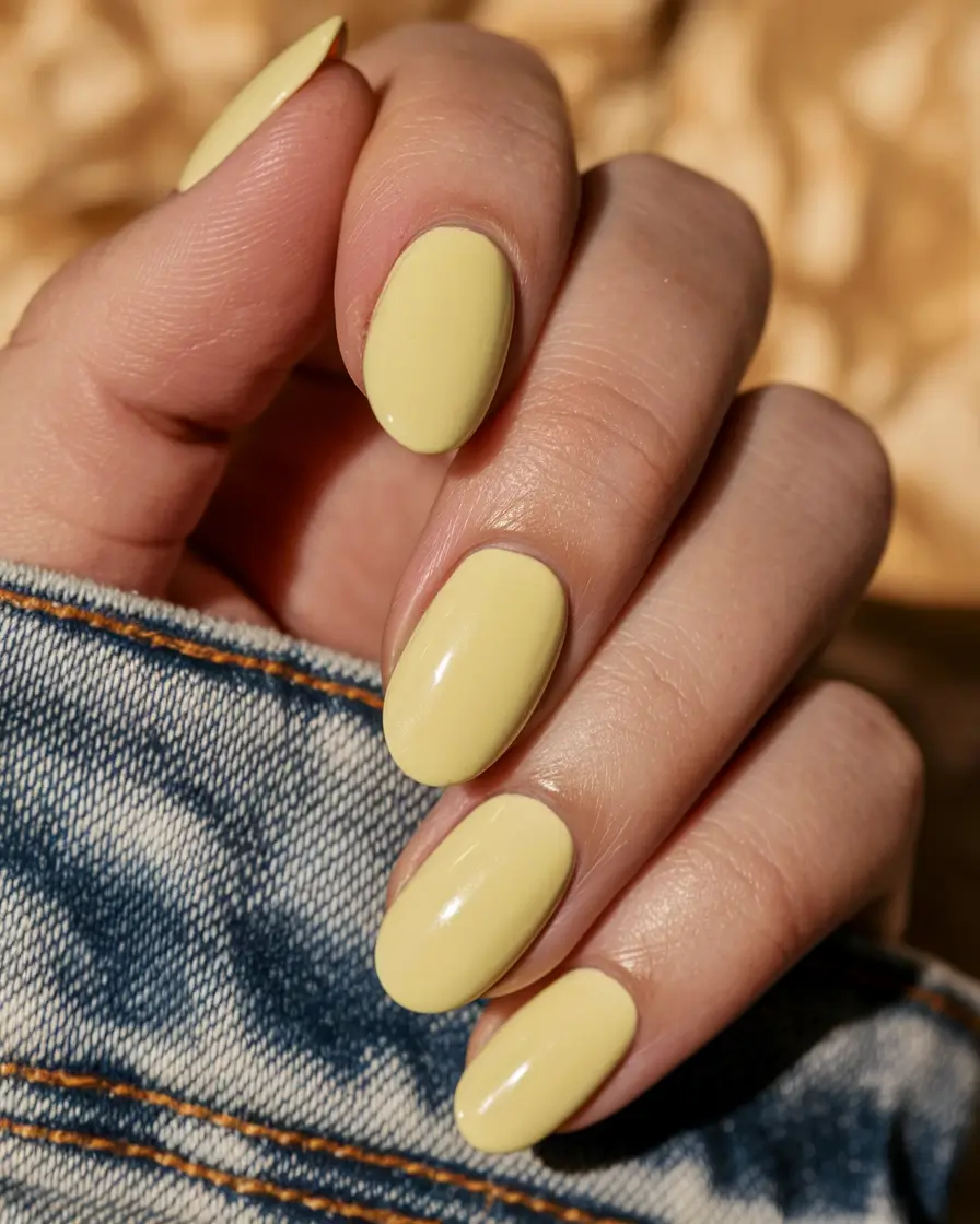 round fall nails 2025 Soft Butter Yellow