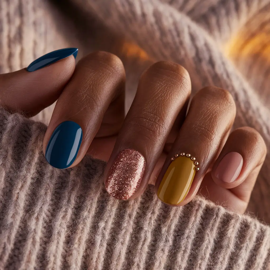 round fall nails 2025 Eclectic Autumn Mix