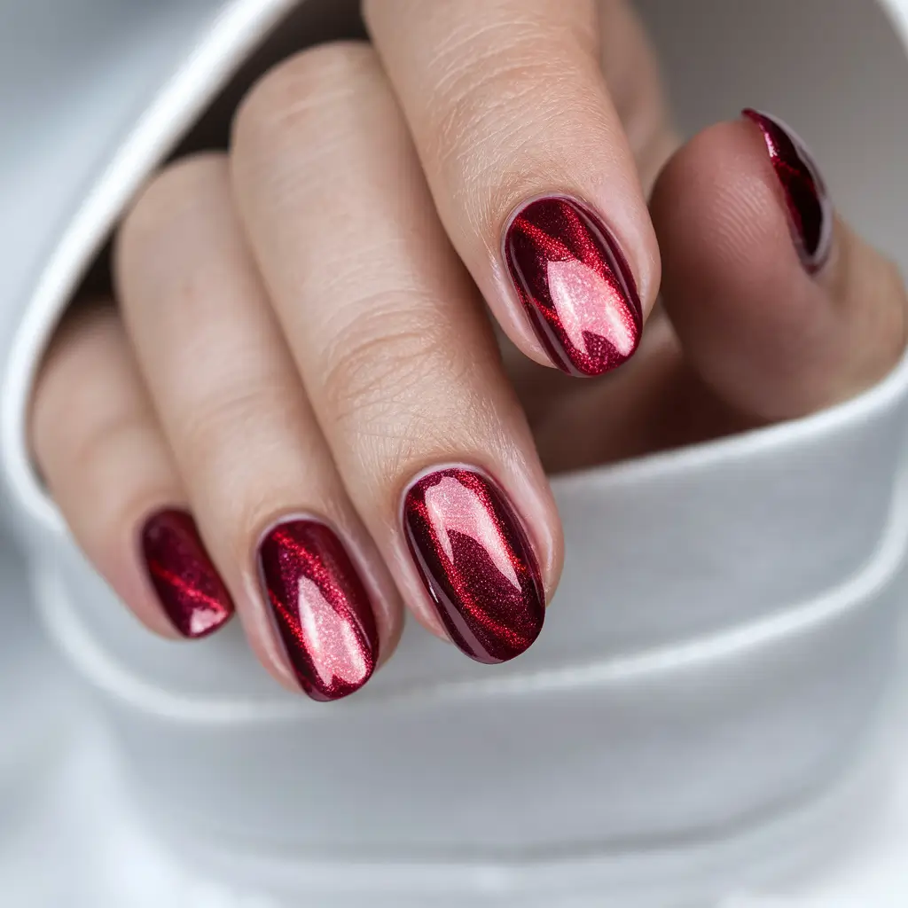 round fall nails 2025 Velvet Ruby Elegance