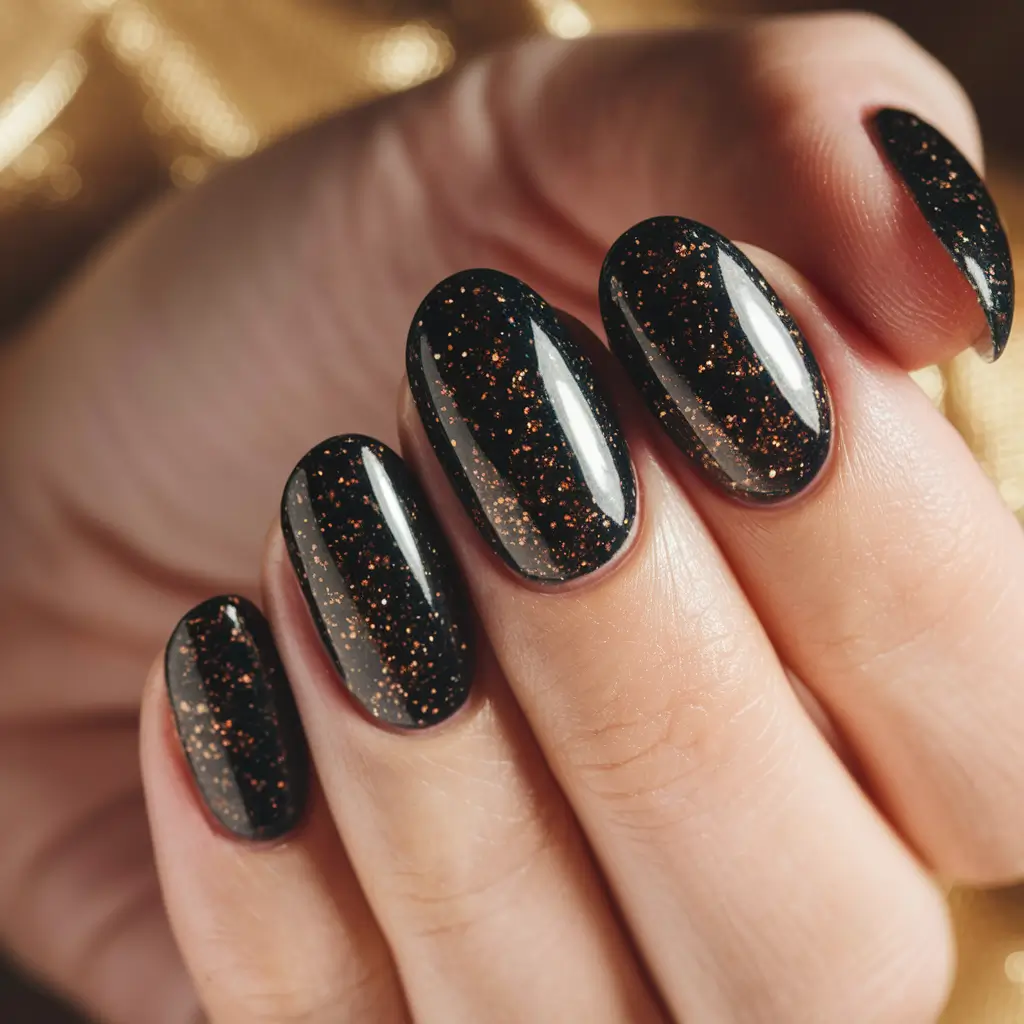 round fall nails 2025 Midnight Sparkle