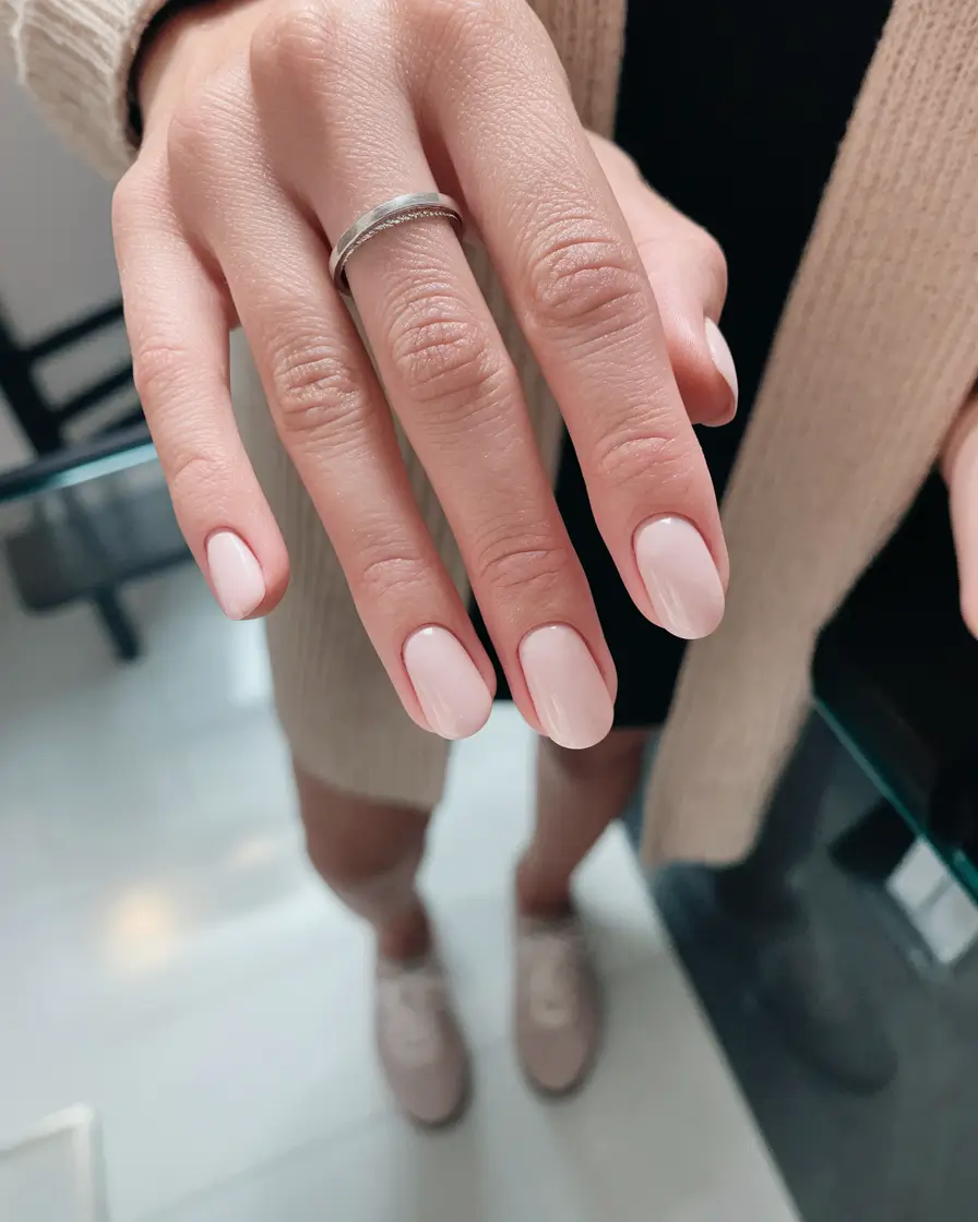 round fall nails 2025 Soft Nude Minimalism