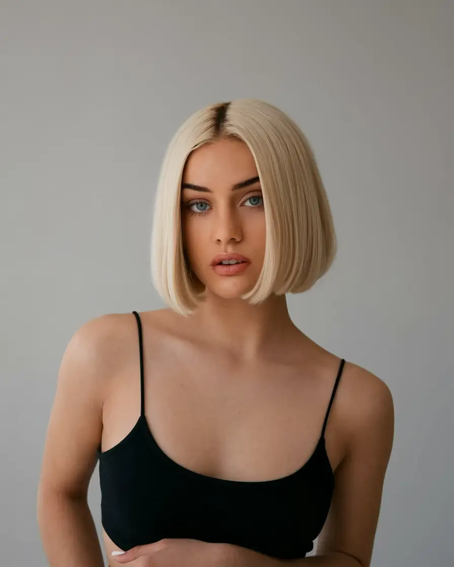 september hair color ideas short Ice Blonde Blunt Bob