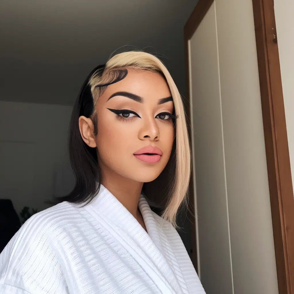 september hair color ideas black women Two-Tone Contrast with Sleek Edges