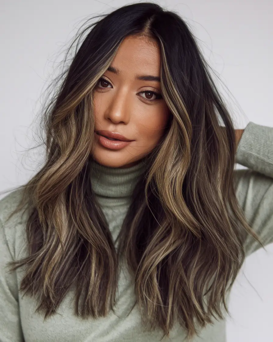 september hair color ideas brunette highlights Smoky Olive Balayage