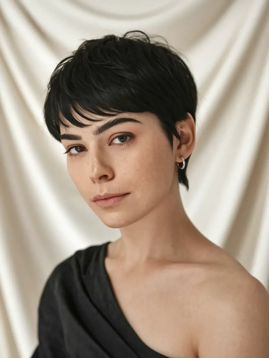 september hair color ideas black women Charcoal Pixie