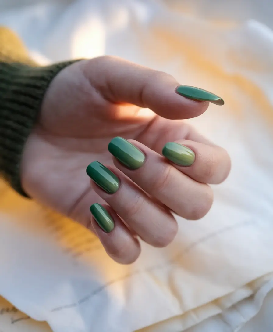 september nails color fall gel short+Greens of September