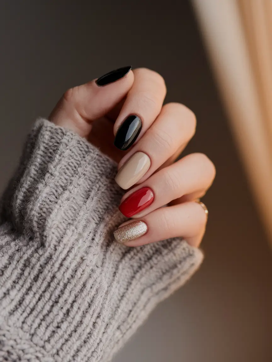 september nails color fall short almond+Sweater Weather Mix