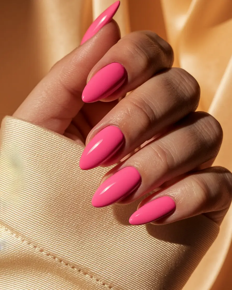 september nails color fall short almond Chic and Confident: Barbiecore But Make It Autumn