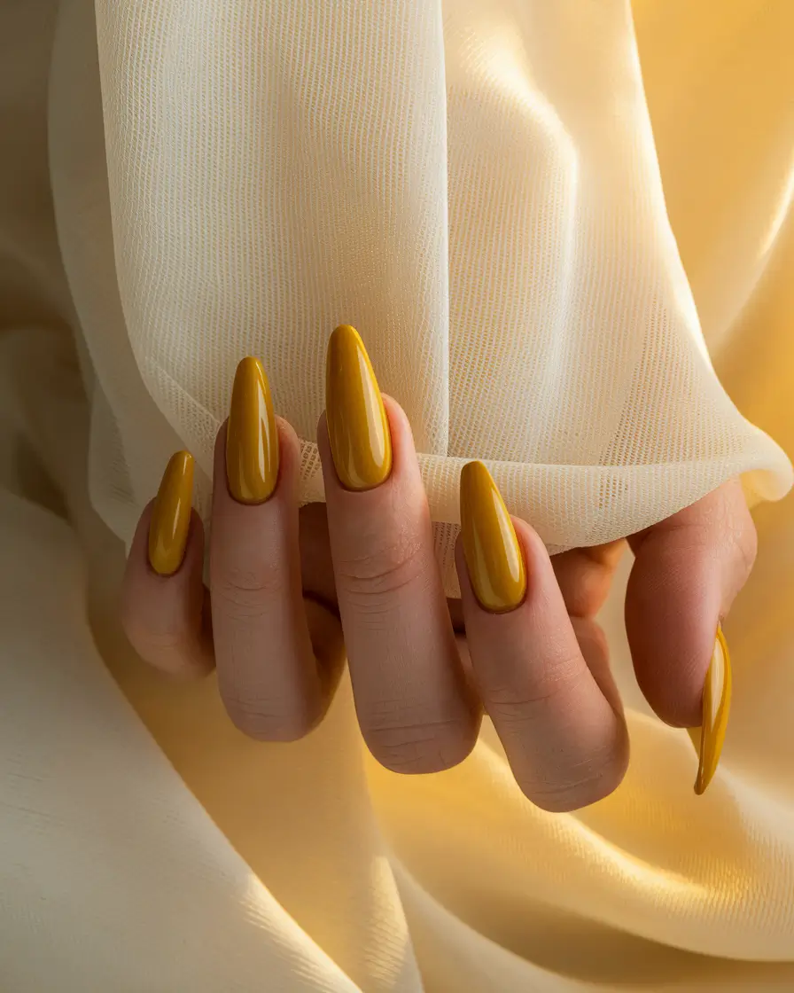 september nails color fall short almond+Mustard Mood for Transitional Weather