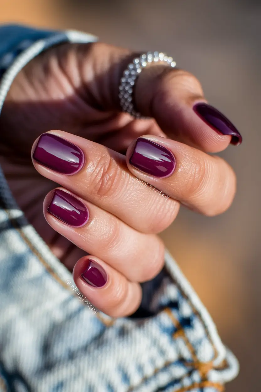 september nails color fall short square+Merlot Simplicity