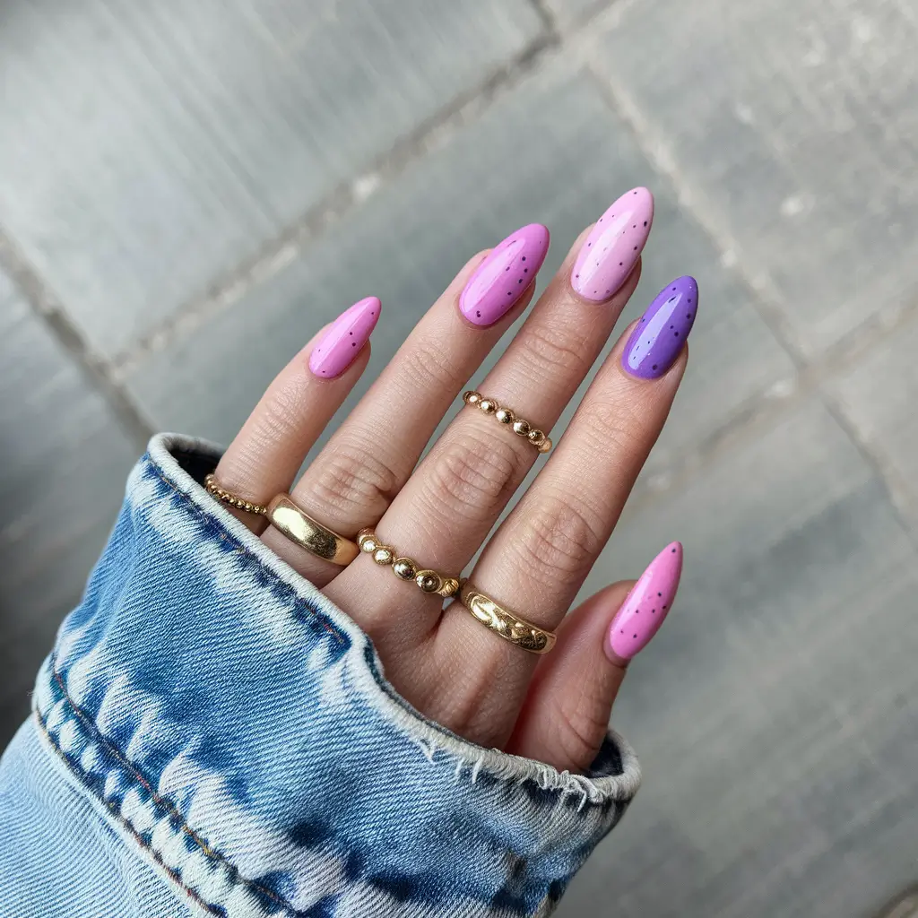 september nails designs almond Berry Sprinkle Fade