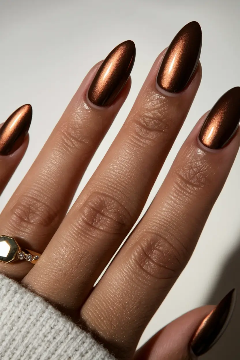 september nails designs simple Molten Copper Sheen