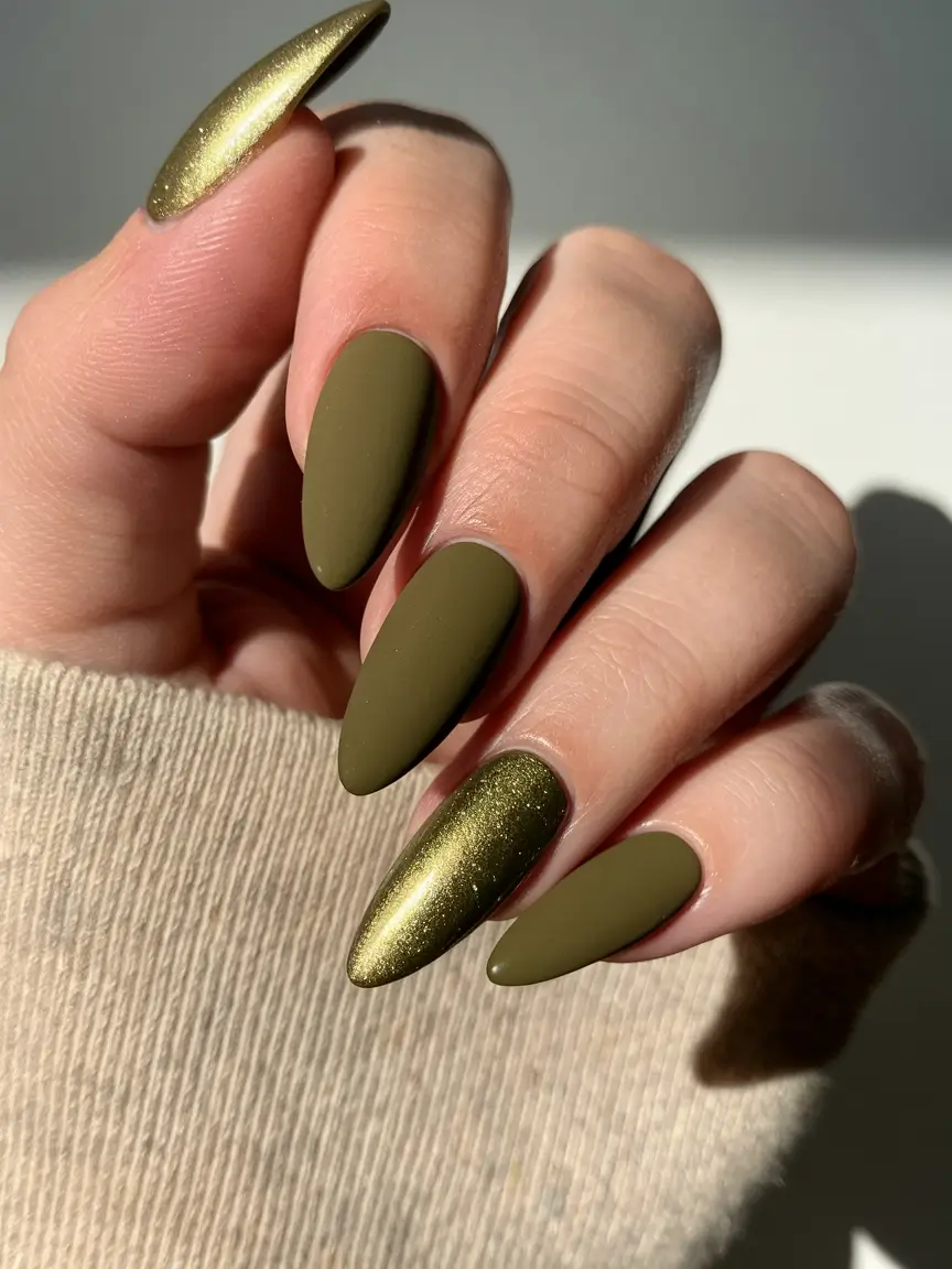 september nails designs fall green Army Green Luxe