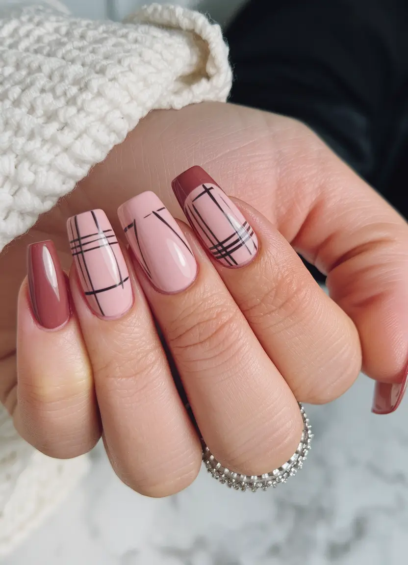 september nails designs short square Plaid Please