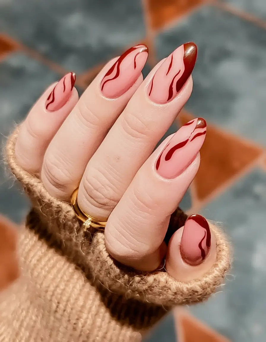 september nails designs red Molten Flame French