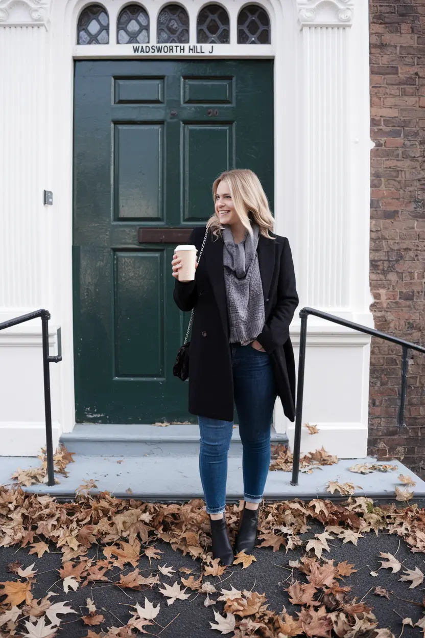 september outfits ideas Black Coat Energy Meets Autumn Classic