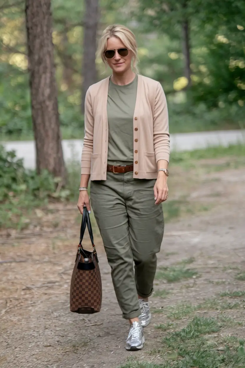 september outfits ideas Cozy Greens & Weekend Comfort