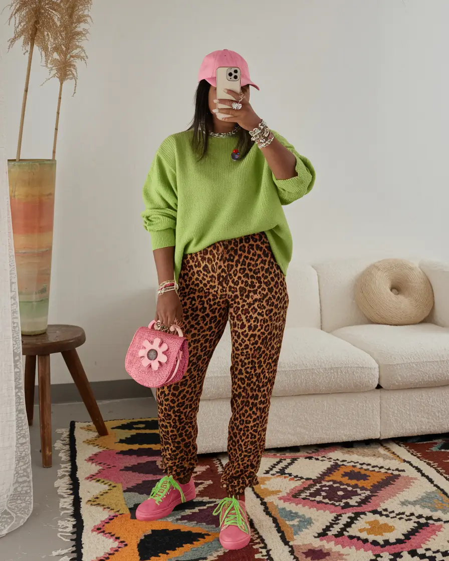 september outfits ideas Color Clash with a Playful Punch