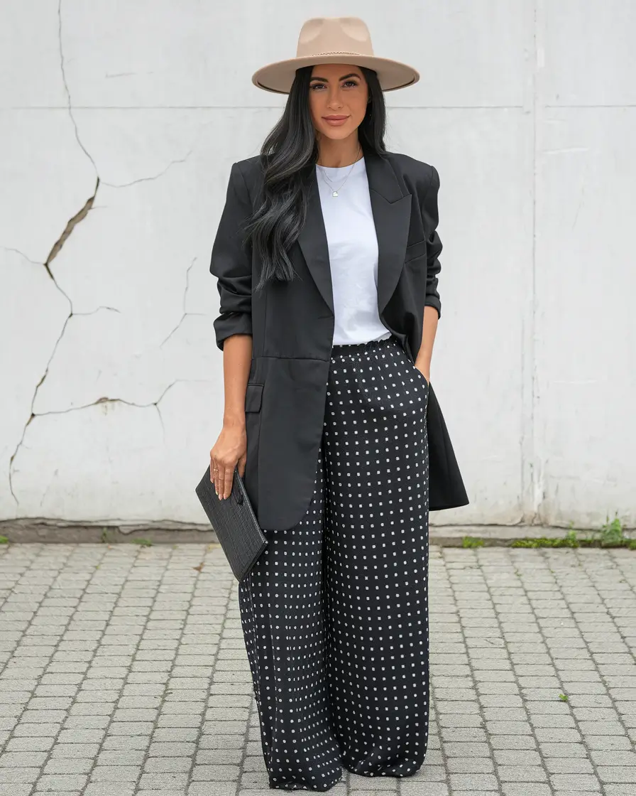 september outfits ideas Cool Girl Layers with a Wide-Brim Twist