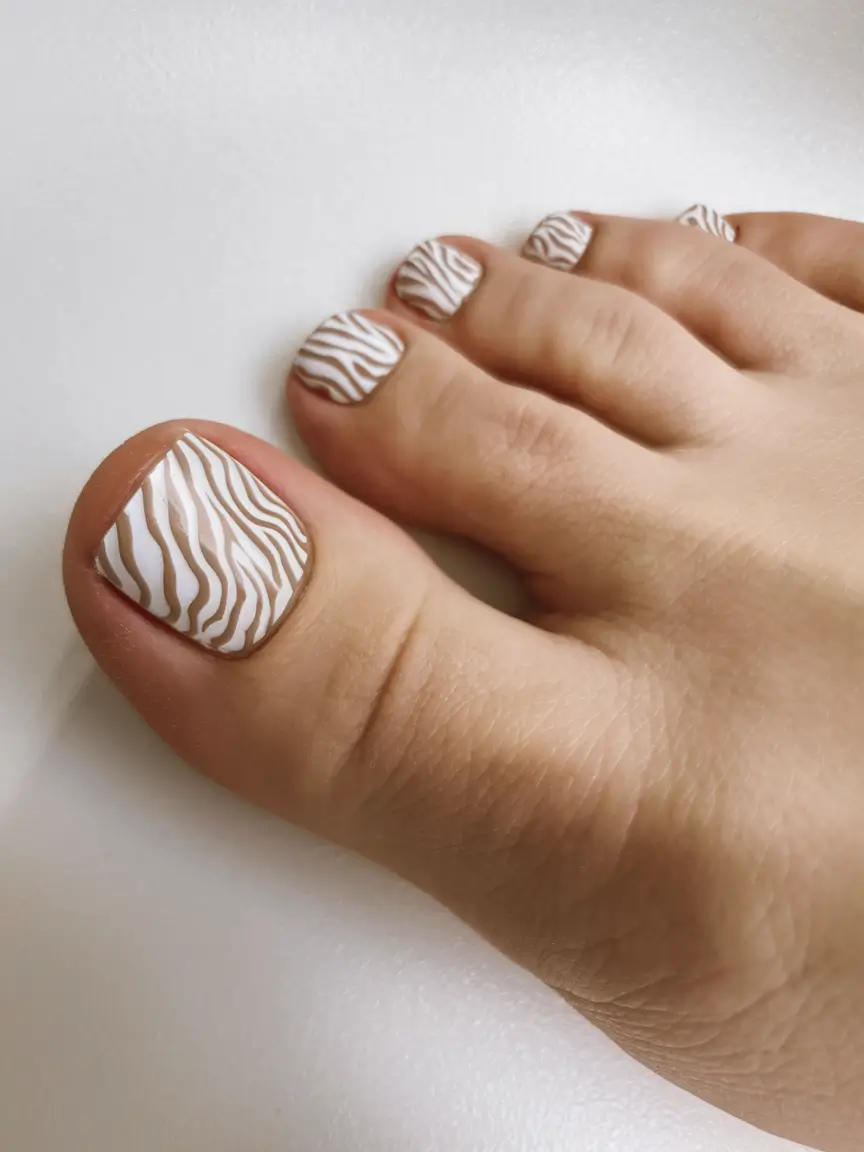 september toe nails ideas Warm Minimalism with Zebra Twist