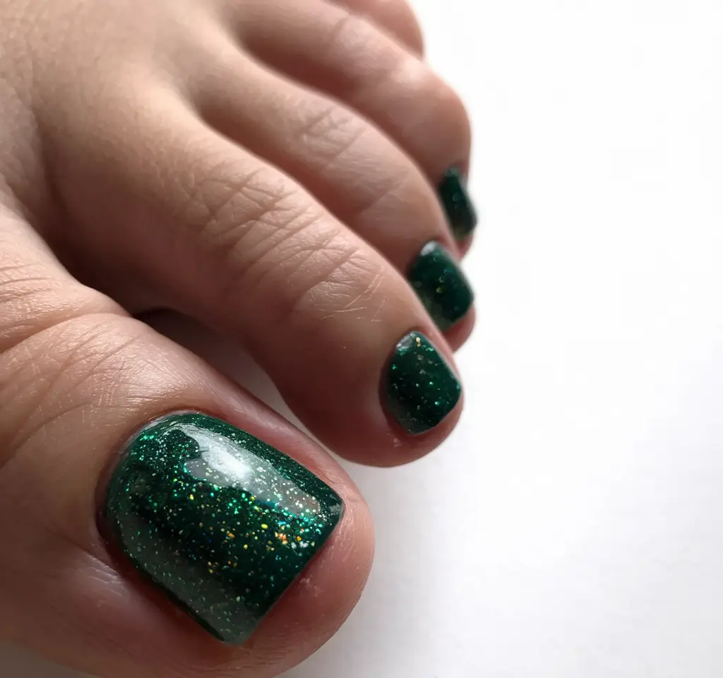 september toe nails Emerald Envy