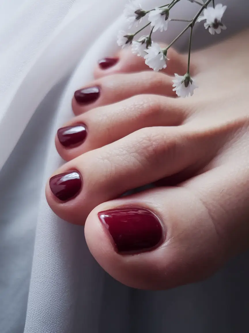 gel toe nails september Glossy Cranberry Chic