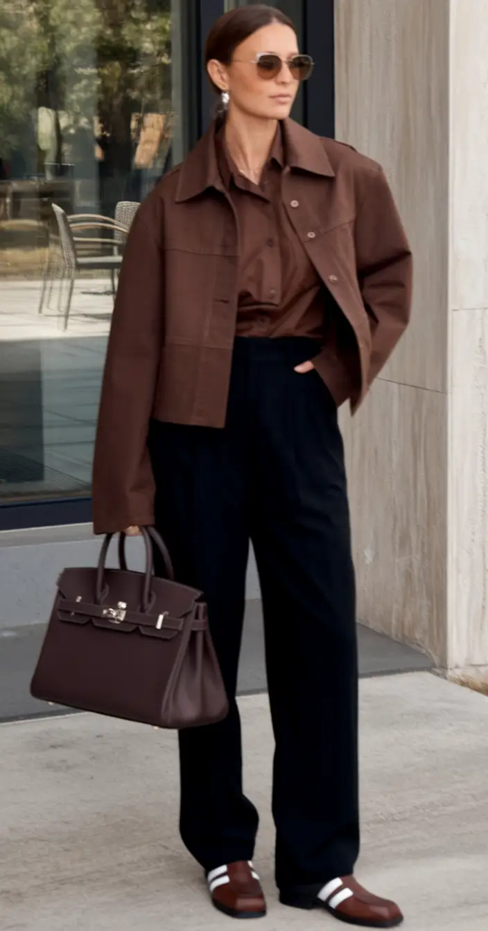 trendy fall outfits ideas 2025 Chocolate and Black Sophistication