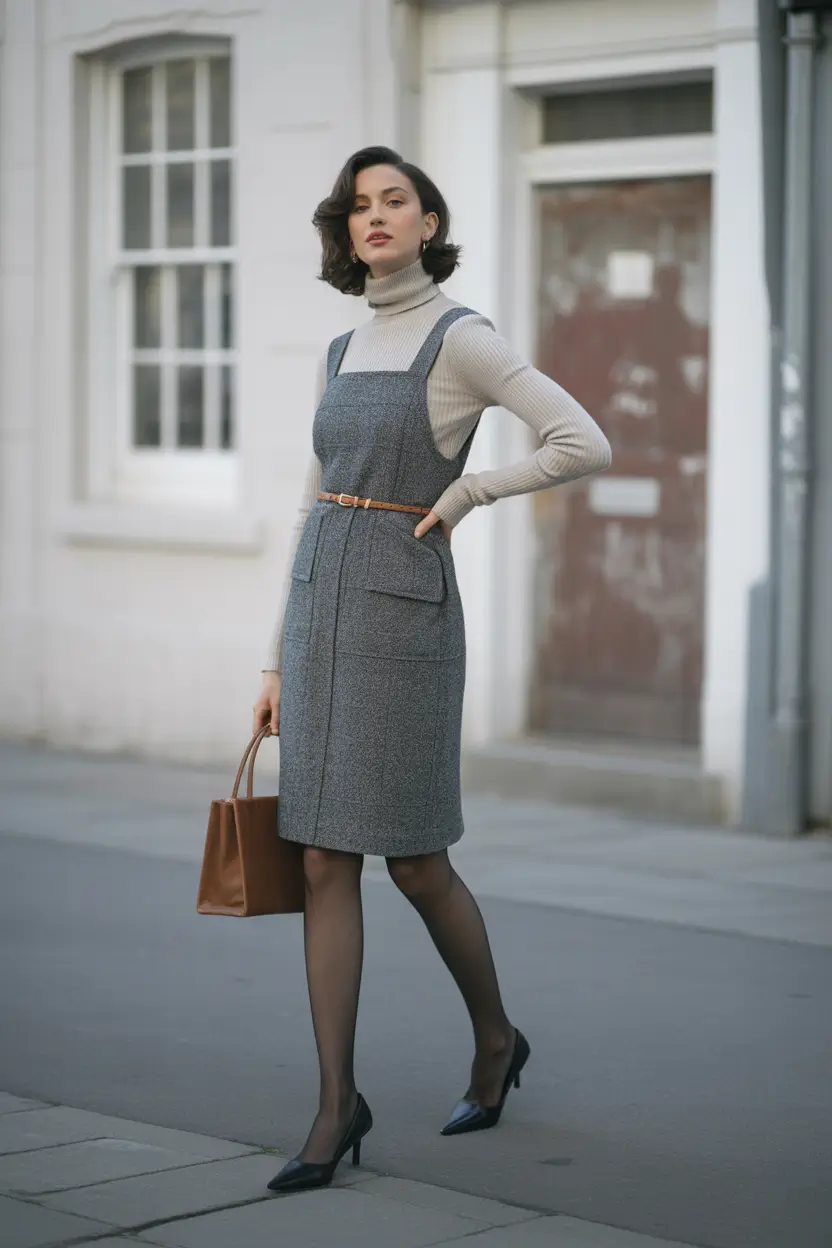 birthday outfit inspiration winter 2025 2026 Retro Charm in Grey and Cream
