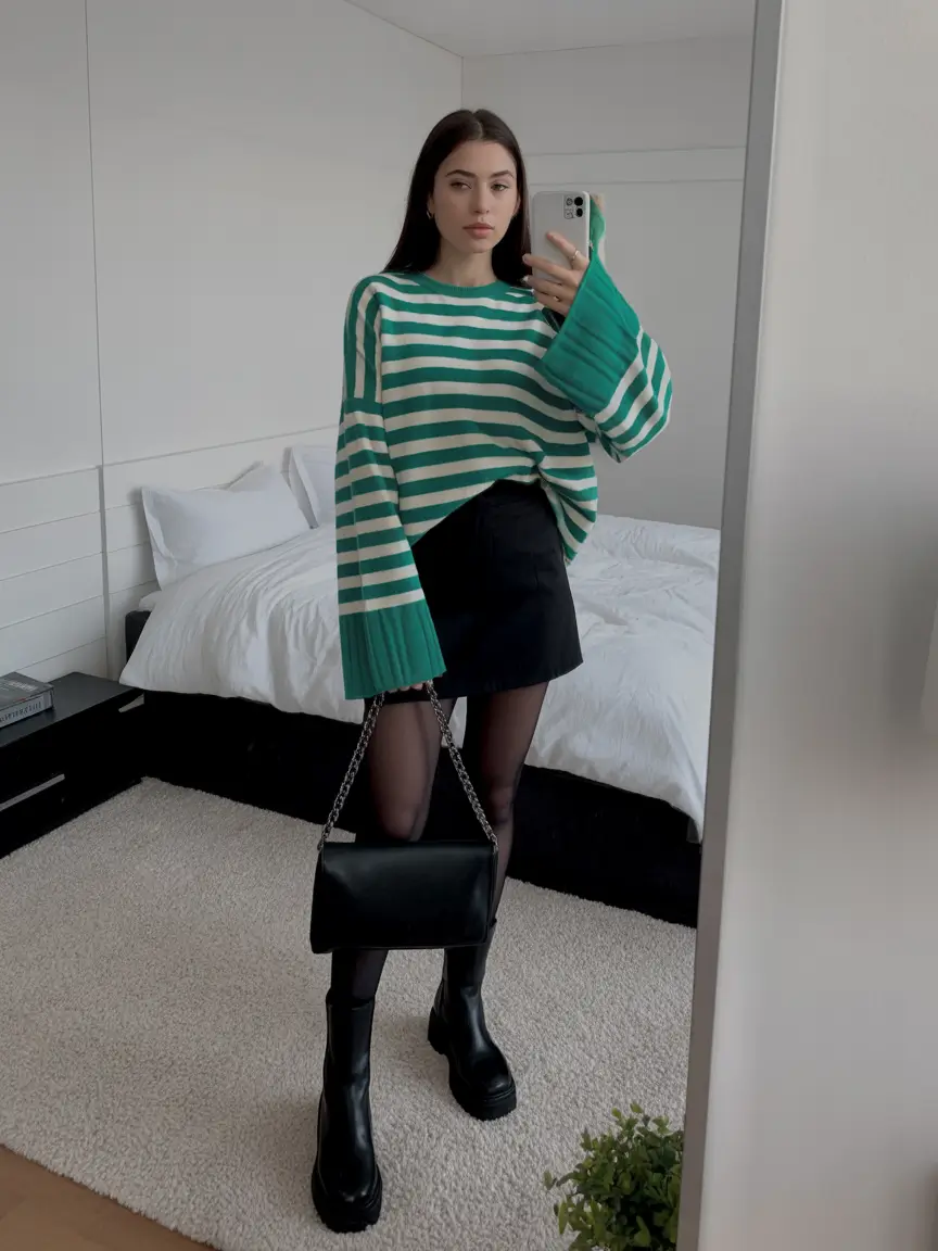 birthday outfit inspiration winter 2025 2026 Striped Knit Playfulness