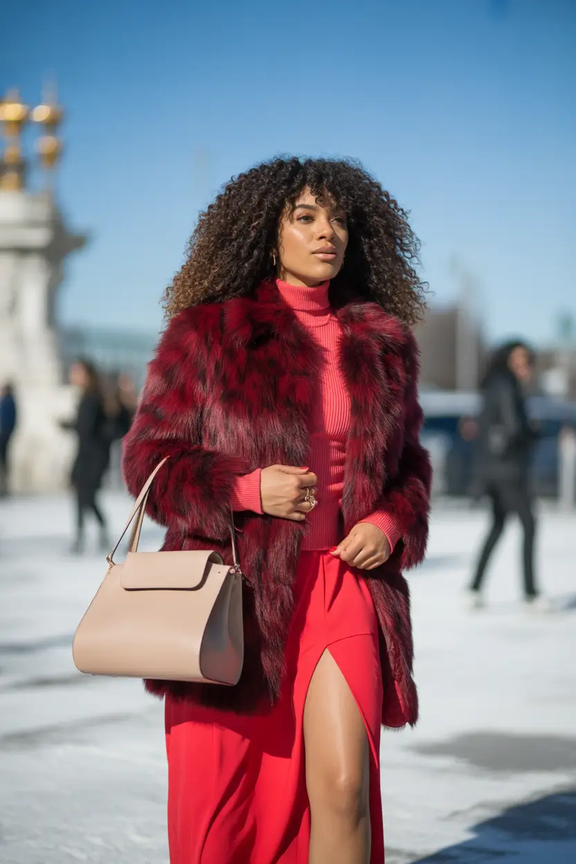 birthday outfit inspiration winter 2025 2026 Fur and Red Elegance